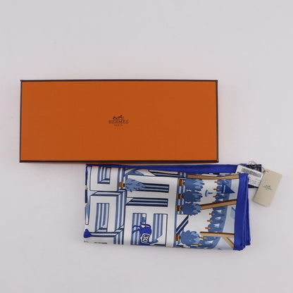 Hermes Carre 45 Horse Club Detail Gavroche Club Detail White Women's Scarf