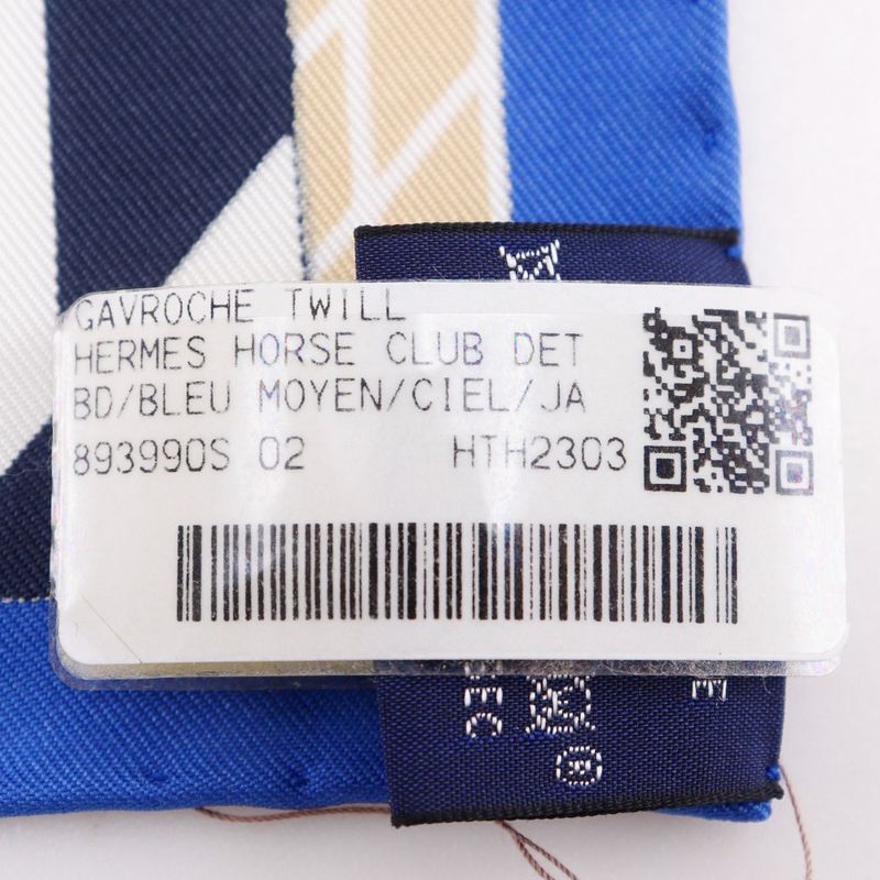 Hermes Carre 45 Horse Club Detail Gavroche Club Detail White Women's Scarf