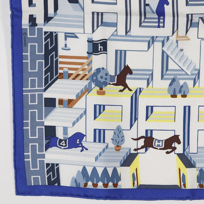 Hermes Carre 45 Horse Club Detail Gavroche Club Detail White Women's Scarf