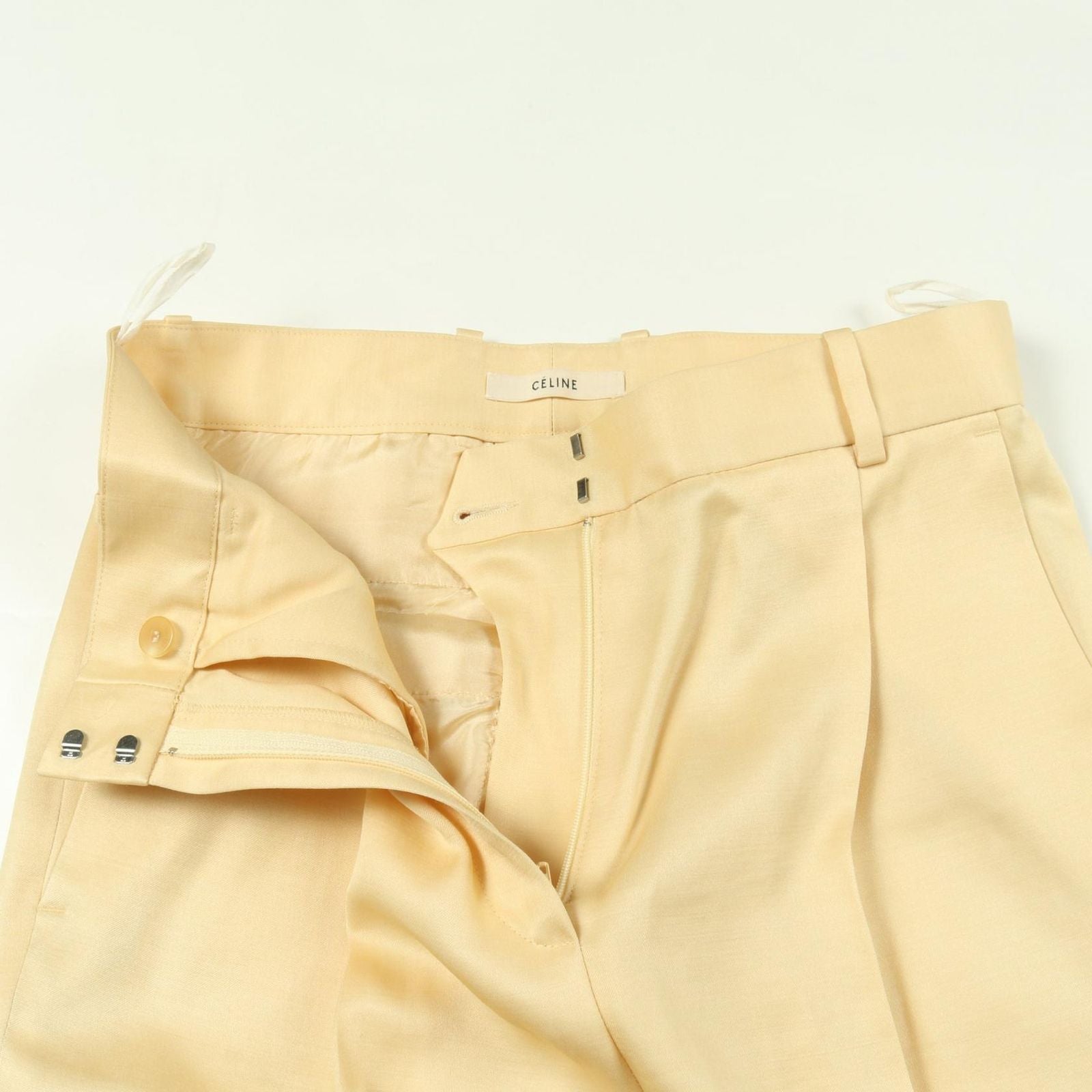 Celine Pants Beige Rayon Silk Pants Women's a