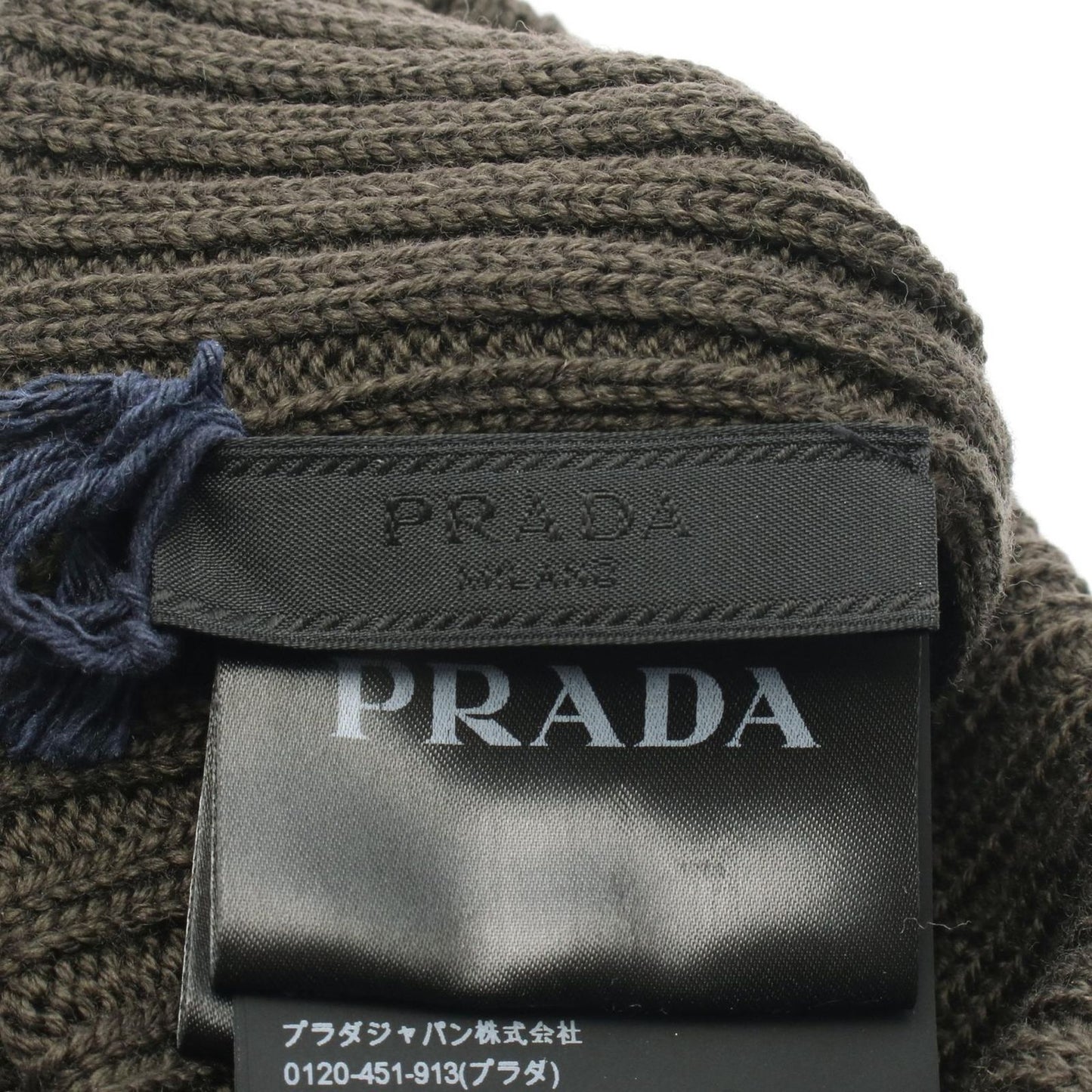 Prada Knit Cap Gray Green Wool Knit Cap Unisex a