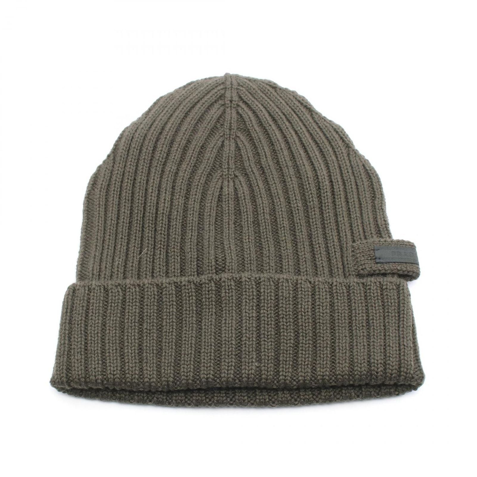 Prada Knit Cap Gray Green Wool Knit Cap Unisex a