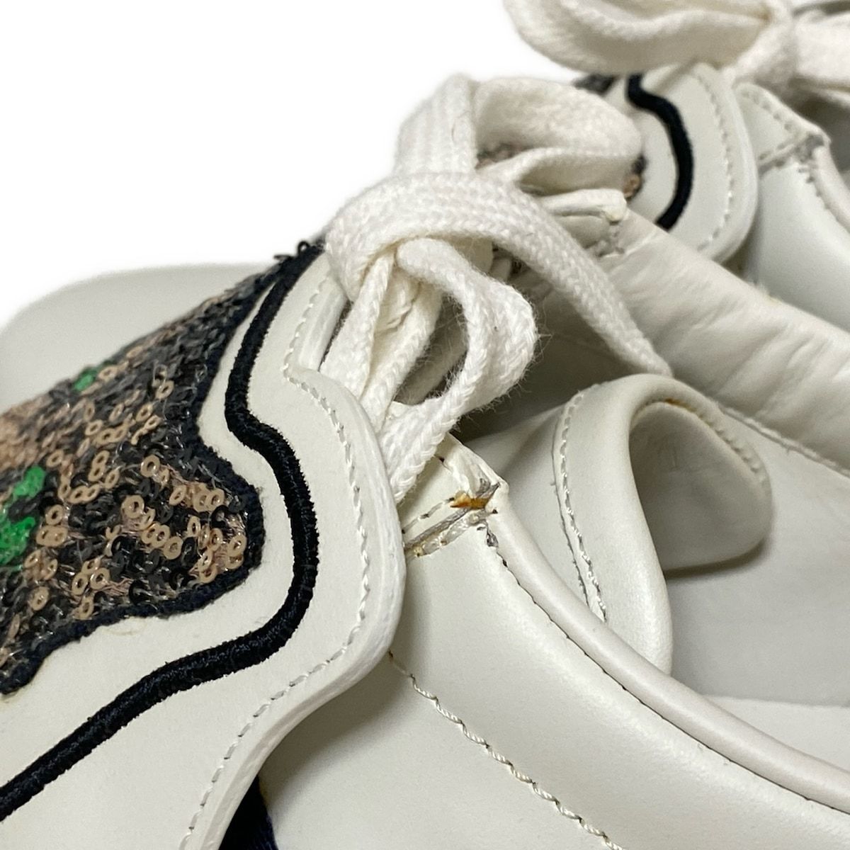 Gucci Sneakers 36 Women's Ace 506635 White X Beige X Multi Cat Leather