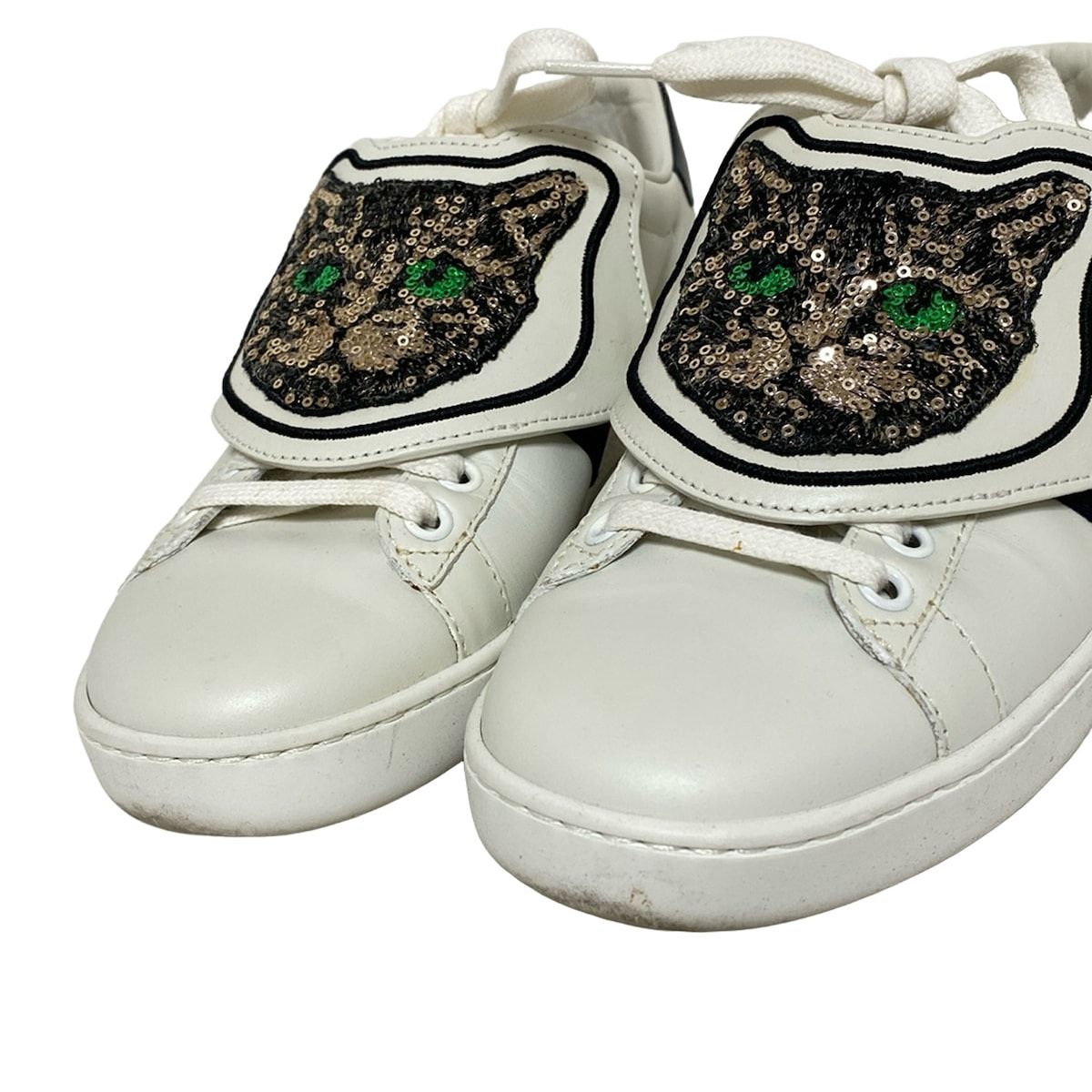 Gucci Sneakers 36 Women's Ace 506635 White X Beige X Multi Cat Leather