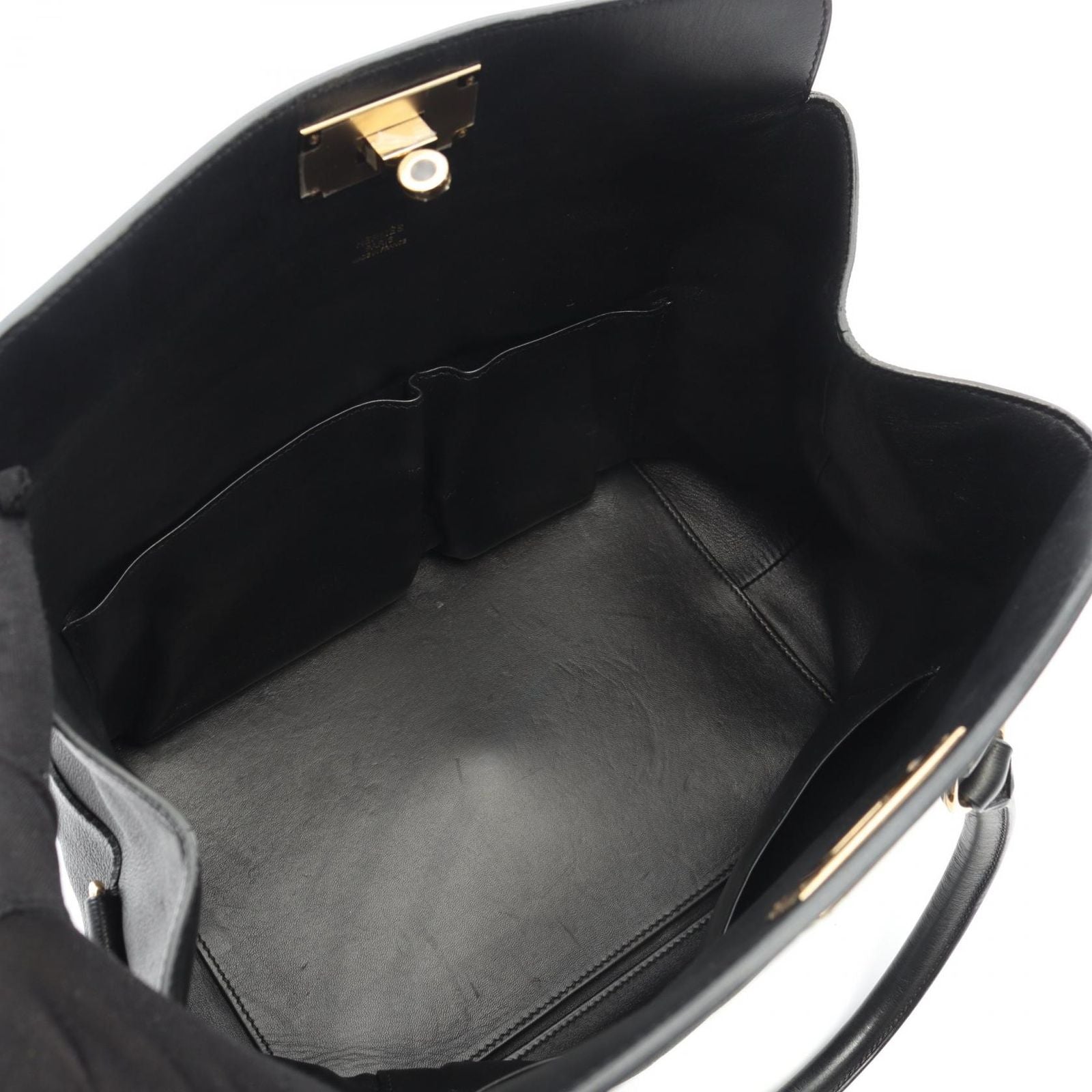 Hermes Handbag Toolbox 26 Black Leather Toolbox 26 Black Ladies a