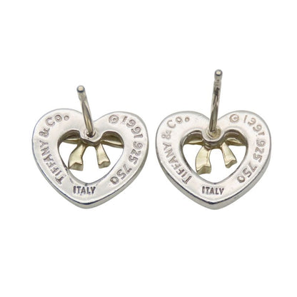 Tiffany & Co Earrings Heart Ribbon Silver 925 18K Yellow Gold Approx 3.0
