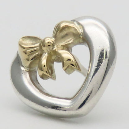 Tiffany & Co Earrings Heart Ribbon Silver 925 18K Yellow Gold Approx 3.0