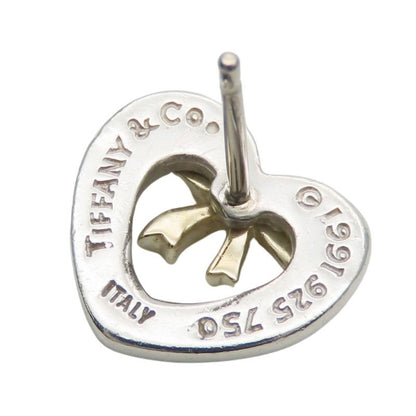 Tiffany & Co Earrings Heart Ribbon Silver 925 18K Yellow Gold Approx 3.0