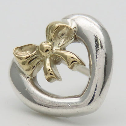 Tiffany & Co Earrings Heart Ribbon Silver 925 18K Yellow Gold Approx 3.0