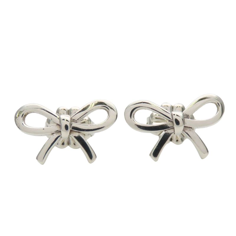 Tiffany & Co Earrings Ribbon Motif Silver 925 Approx 1.43g Silver Accessories
