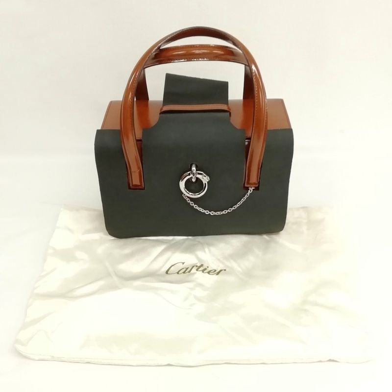 Cartier Panthere Handbag Silver Hardware Brown