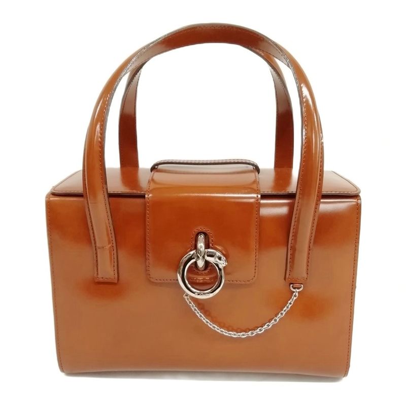 Cartier Panthere Handbag Silver Hardware Brown