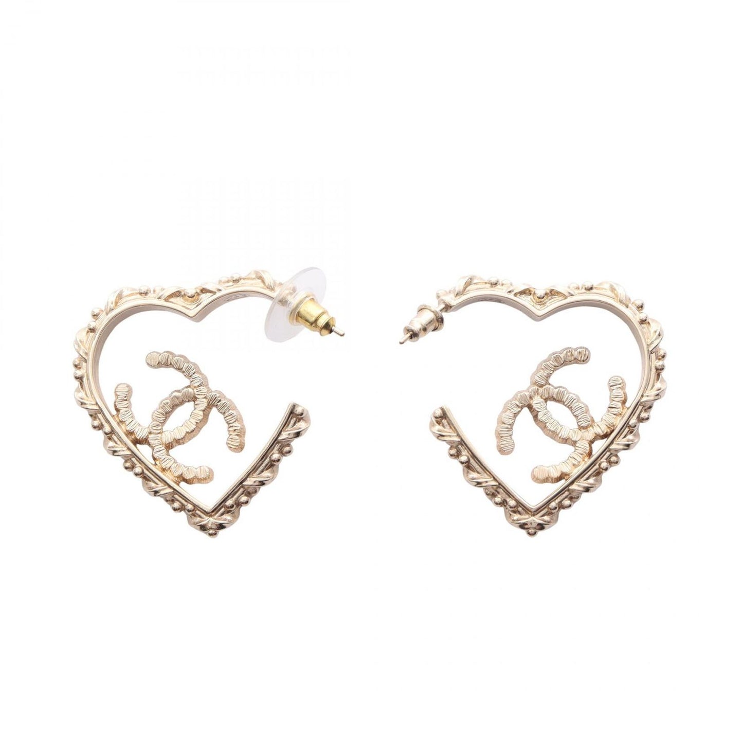 Chanel Earrings Cocomark Heart Gp (Gold Plated) Earrings Women'S a