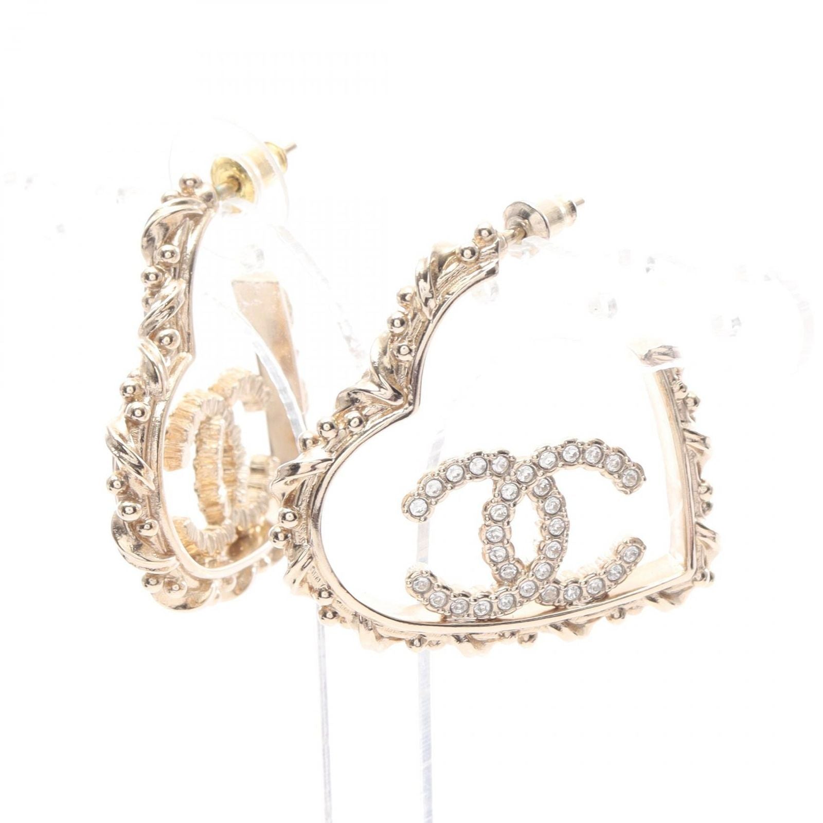 Chanel Earrings Cocomark Heart Gp (Gold Plated) Earrings Women'S a