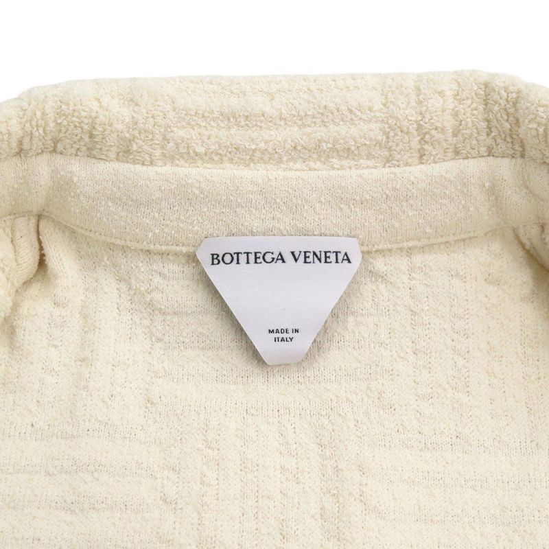 Bottega Veneta Pile Fabric Size M Cotton Nylon Viscose Ivory Short Sleeve Shirt