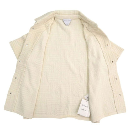Bottega Veneta Pile Fabric Size M Cotton Nylon Viscose Ivory Short Sleeve Shirt