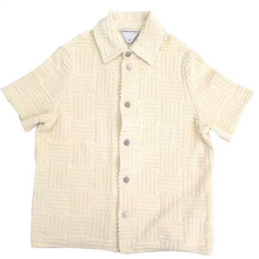 Bottega Veneta Pile Fabric Size M Cotton Nylon Viscose Ivory Short Sleeve Shirt