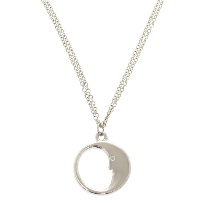 Tiffany & Co Man in the Moon Double Chain Silver 925 Necklace 1812 Tiffany & Co