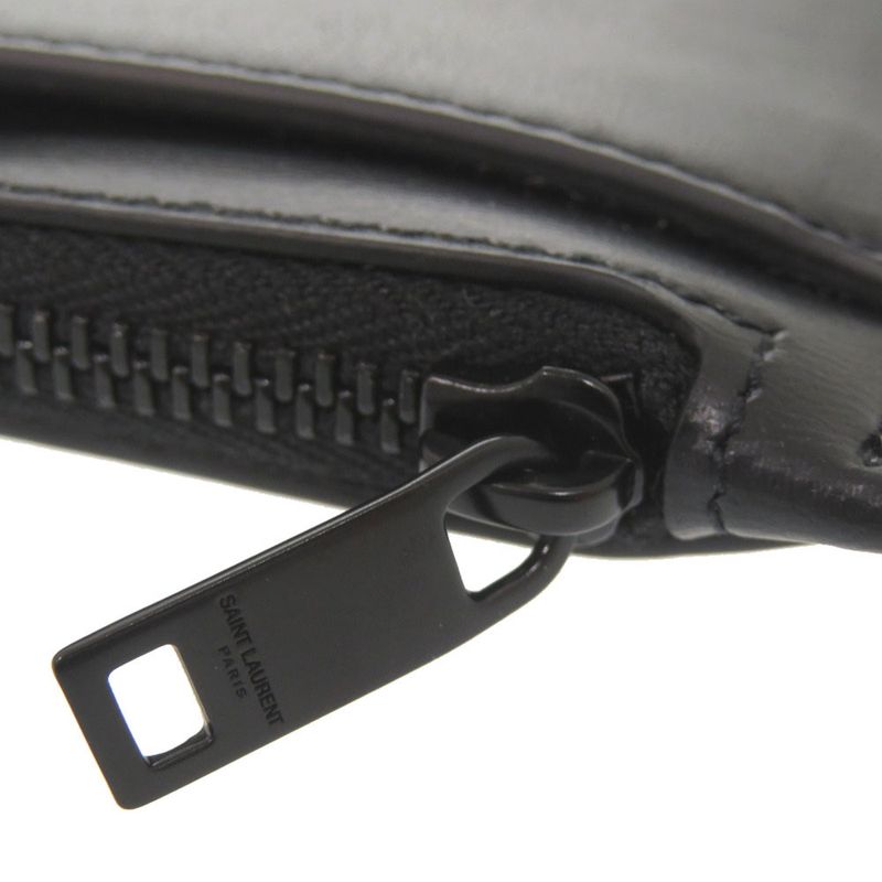 Unused Saint Laurent Paris Pouch Tiny Leather Black Pouch Clutch Bag Black 1968