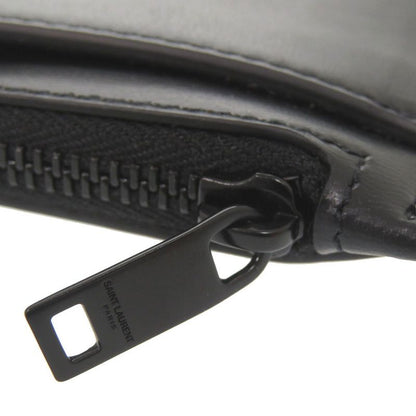 Unused Saint Laurent Paris Pouch Tiny Leather Black Pouch Clutch Bag Black 1968