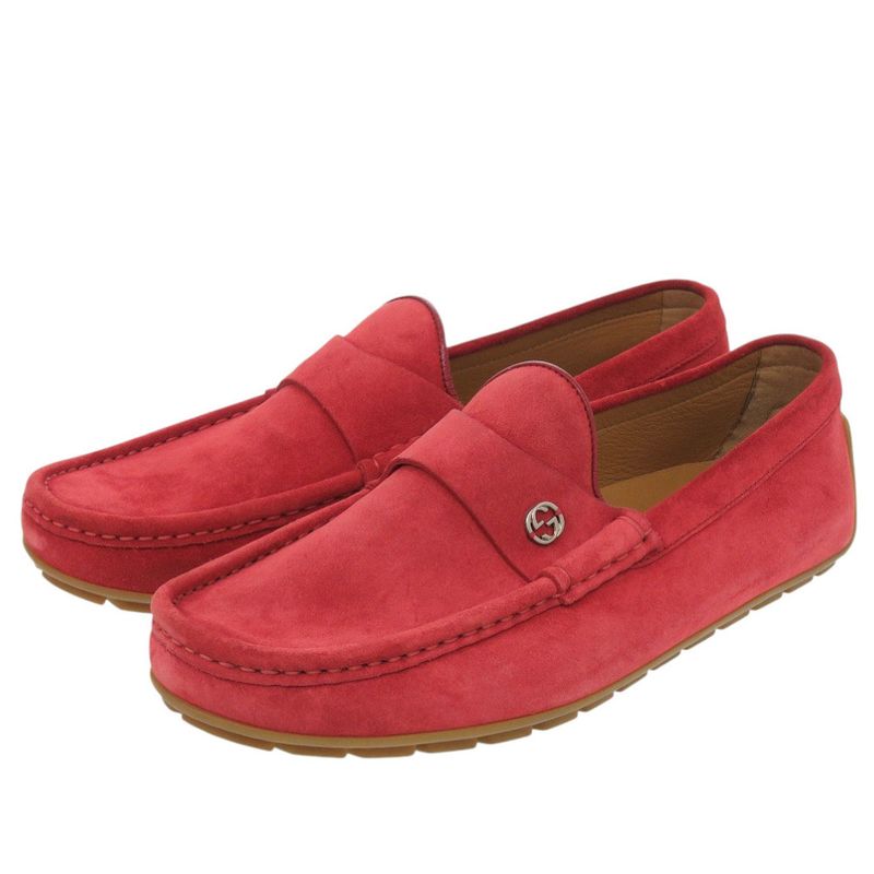 Gucci Driving Shoes Interlocking G 5386587 Suede Red Shoes Red 2025 Gucci