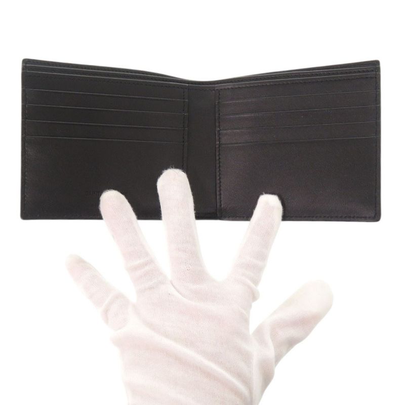 Saint Laurent Paris Patent Leather Black Bifold Wallet Billfold Black 1980