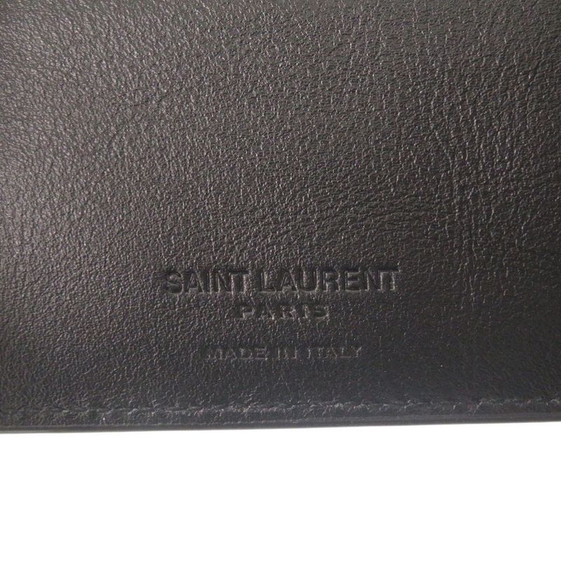 Saint Laurent Paris Patent Leather Black Bifold Wallet Billfold Black 1980