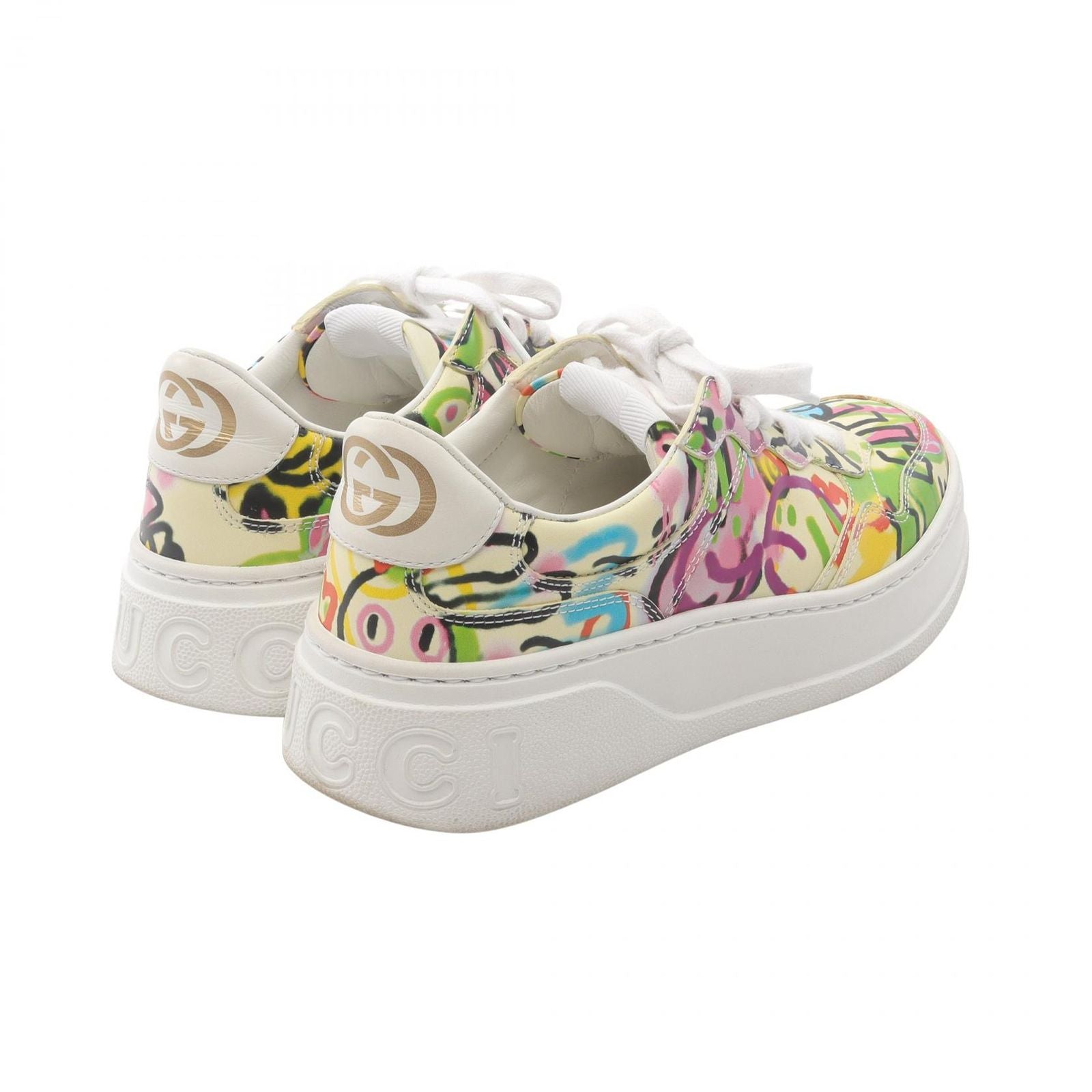 Gucci Sneakers Interlocking G 727847 Multicolor Leather Animal Print Sneakers
