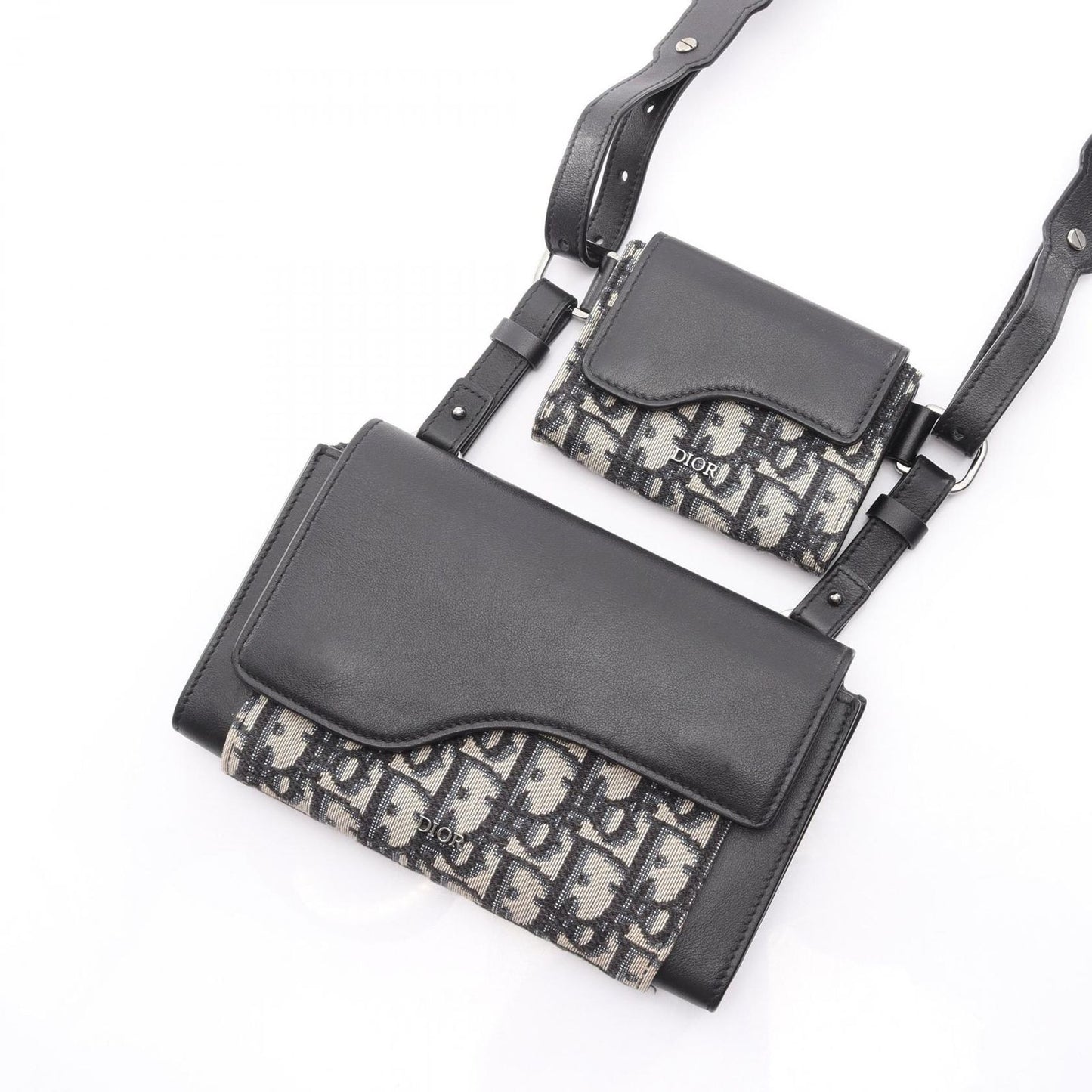 Dior Shoulder Bag Elite Oblique Navy/Black Canvas Leather Oblique Shoulder