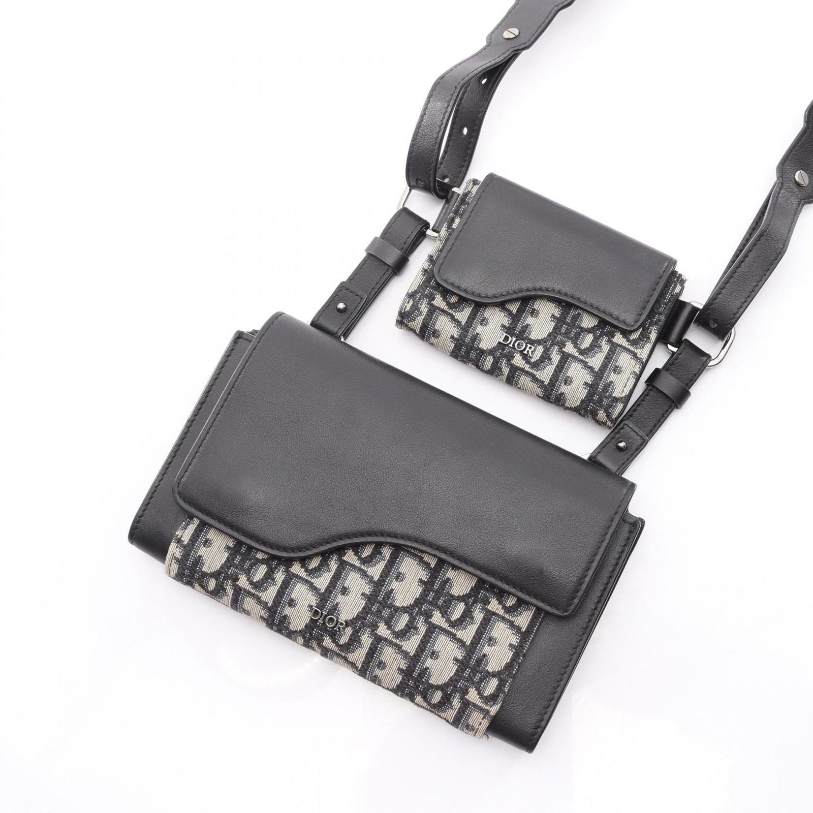 Dior Shoulder Bag Elite Oblique Navy/Black Canvas Leather Oblique Shoulder