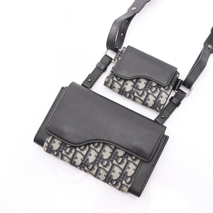 Dior Shoulder Bag Elite Oblique Navy/Black Canvas Leather Oblique Shoulder