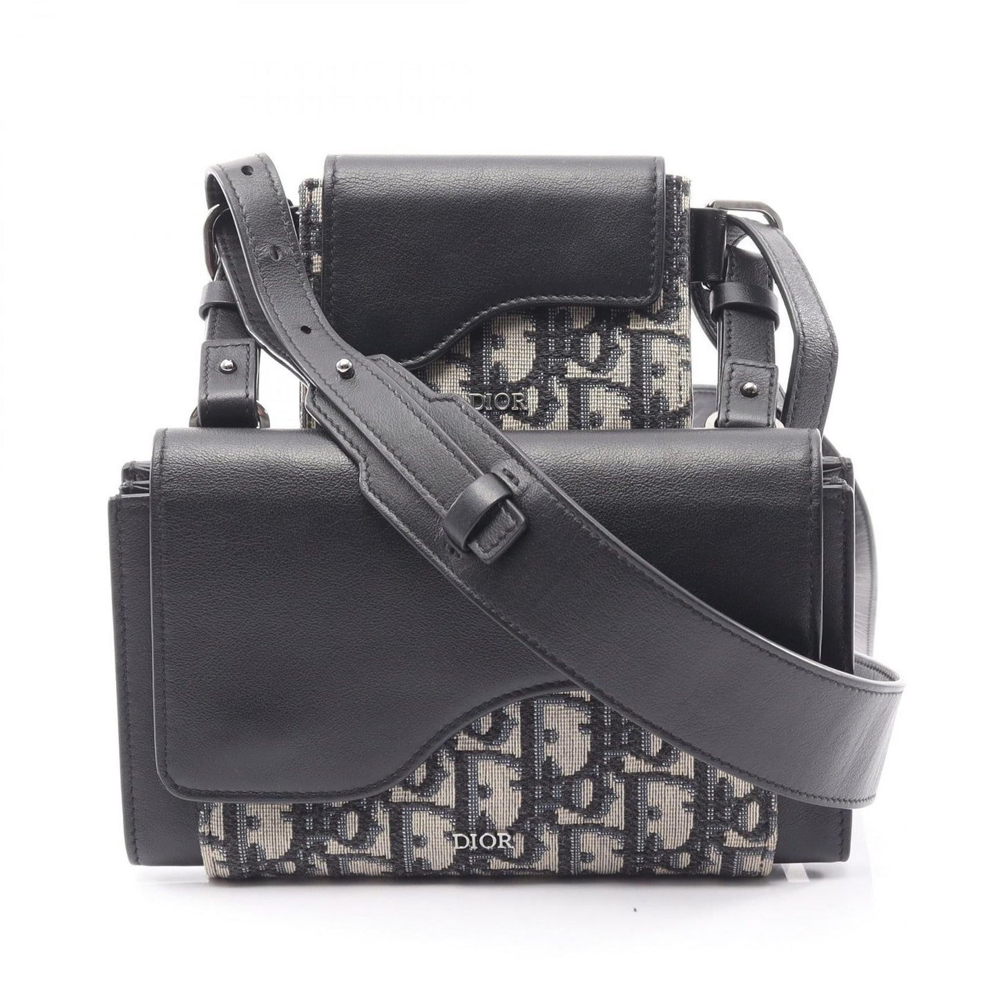 Dior Shoulder Bag Elite Oblique Navy/Black Canvas Leather Oblique Shoulder