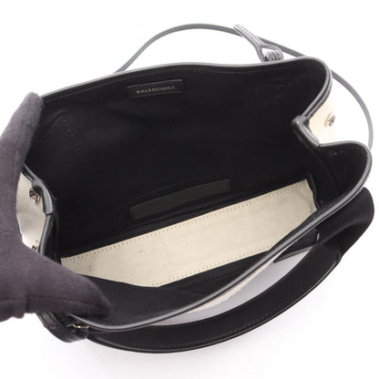 Balenciaga Handbag Navy Hippo XS 390346 Natural/black Canvas Leather Navy Hippo