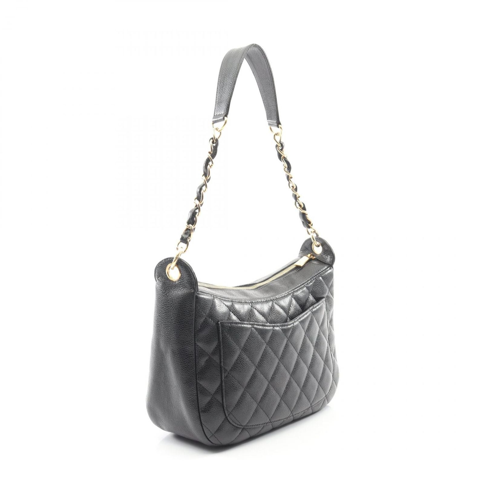 Chanel Shoulder Bag Matelasse Black Caviar Skin (grained Calf) Matelasse Chain