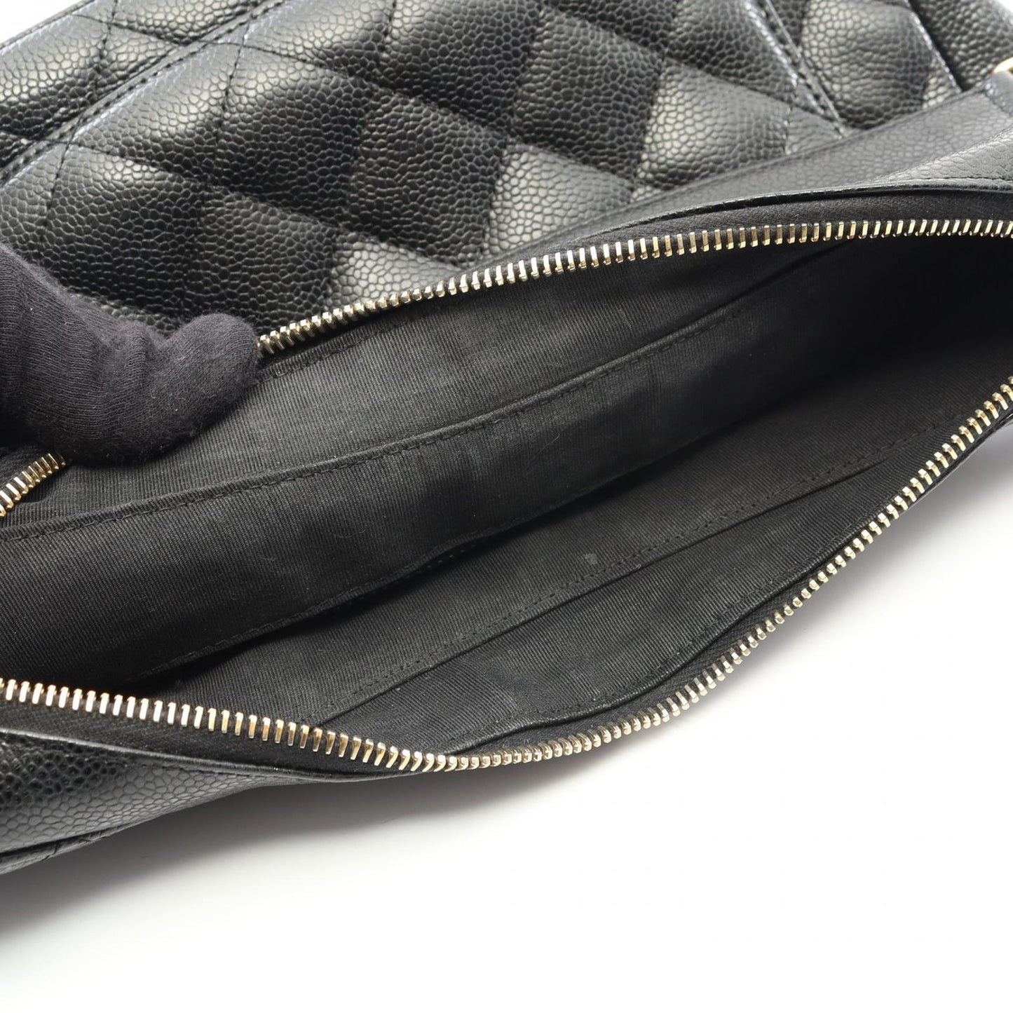 Chanel Shoulder Bag Matelasse Black Caviar Skin (grained Calf) Matelasse Chain