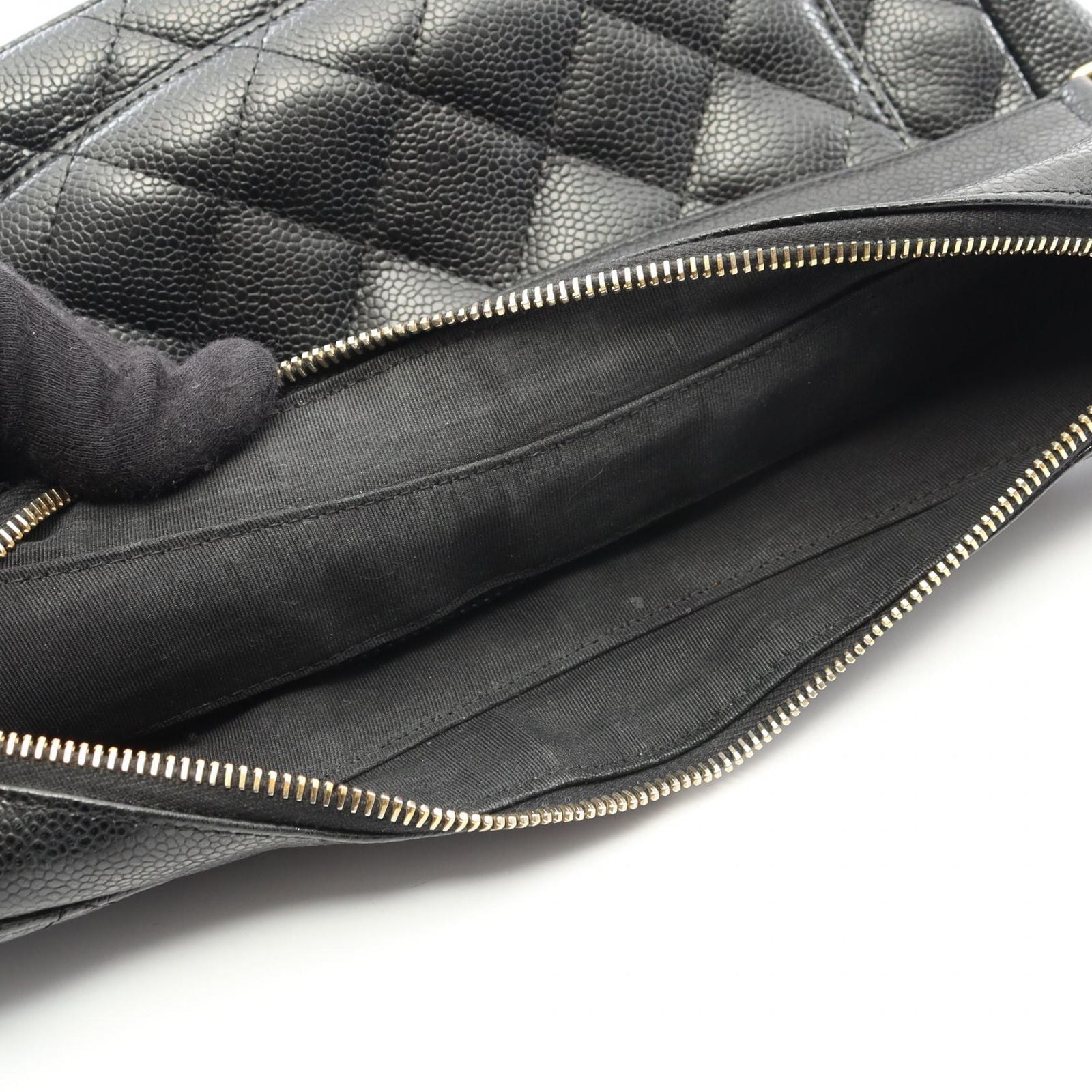 Chanel Shoulder Bag Matelasse Black Caviar Skin (grained Calf) Matelasse Chain