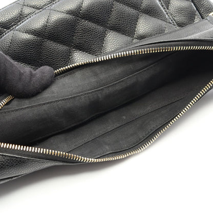 Chanel Shoulder Bag Matelasse Black Caviar Skin (grained Calf) Matelasse Chain