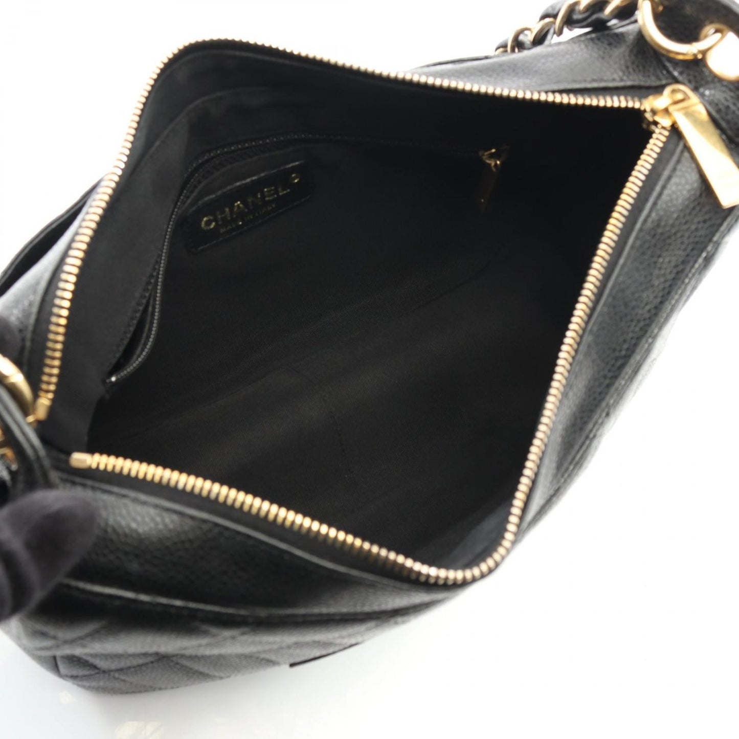 Chanel Shoulder Bag Matelasse Black Caviar Skin (grained Calf) Matelasse Chain