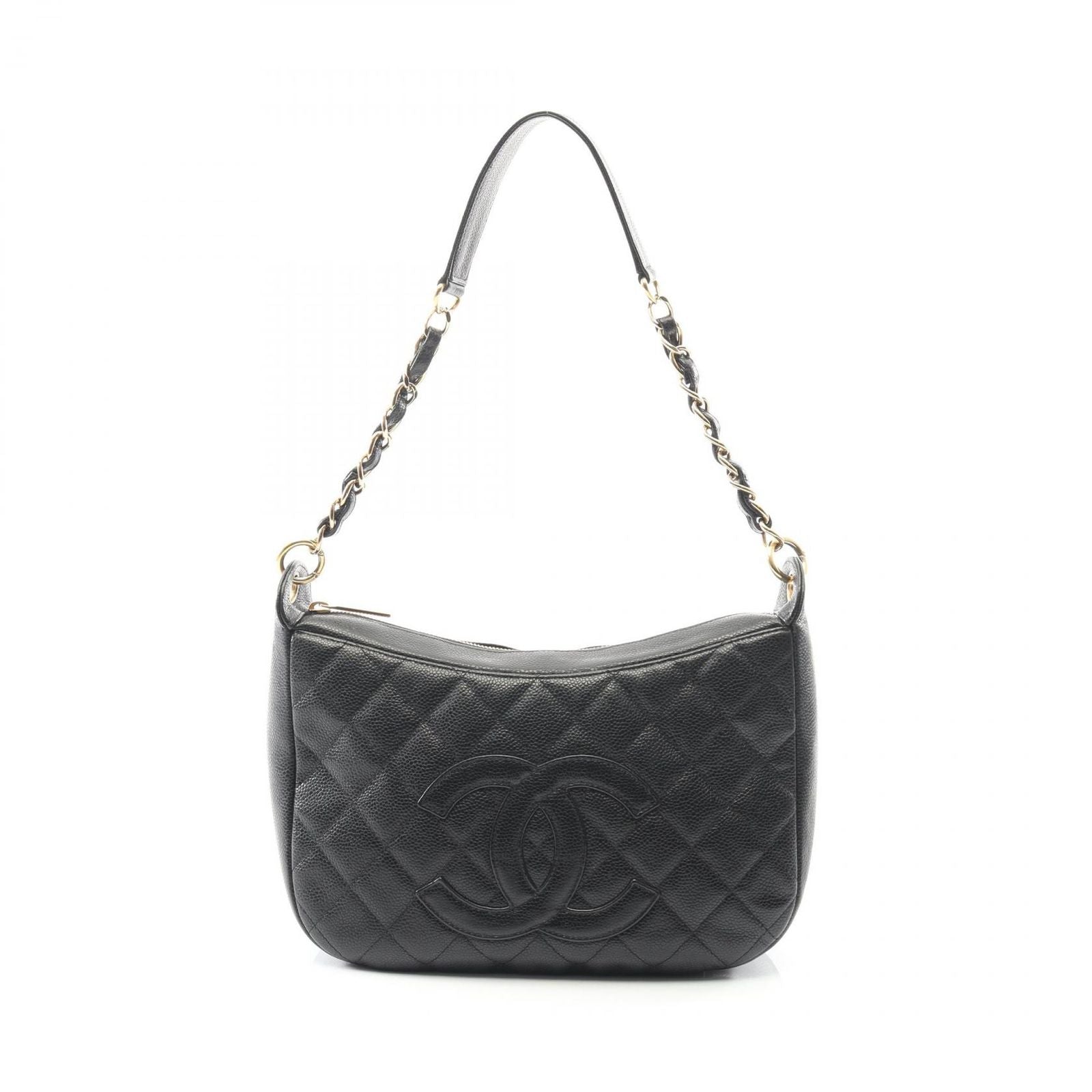 Chanel Shoulder Bag Matelasse Black Caviar Skin (grained Calf) Matelasse Chain