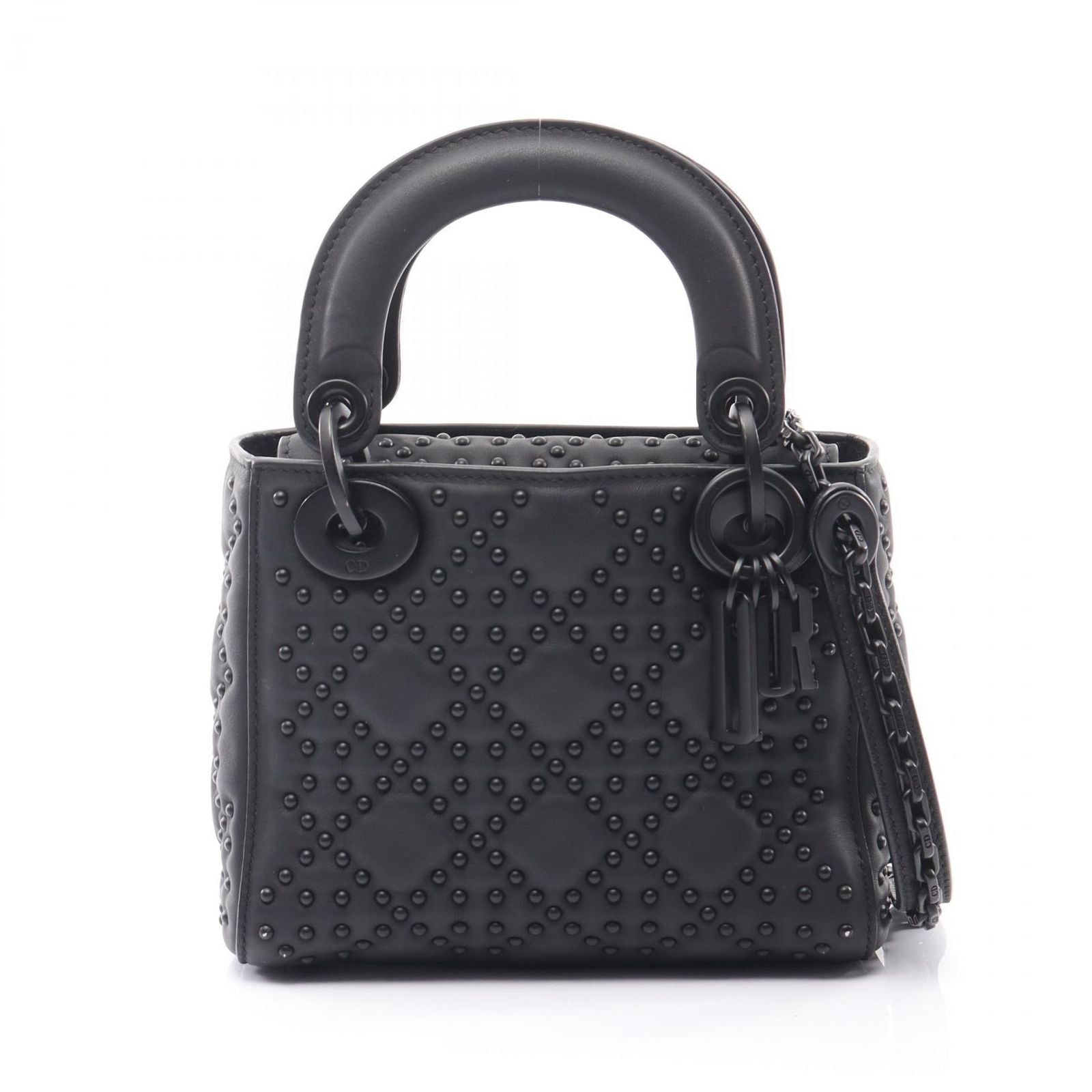 Dior Handbag Lady Dior Mini Black Leather Lady Dior Studded 2way Tote Ladies