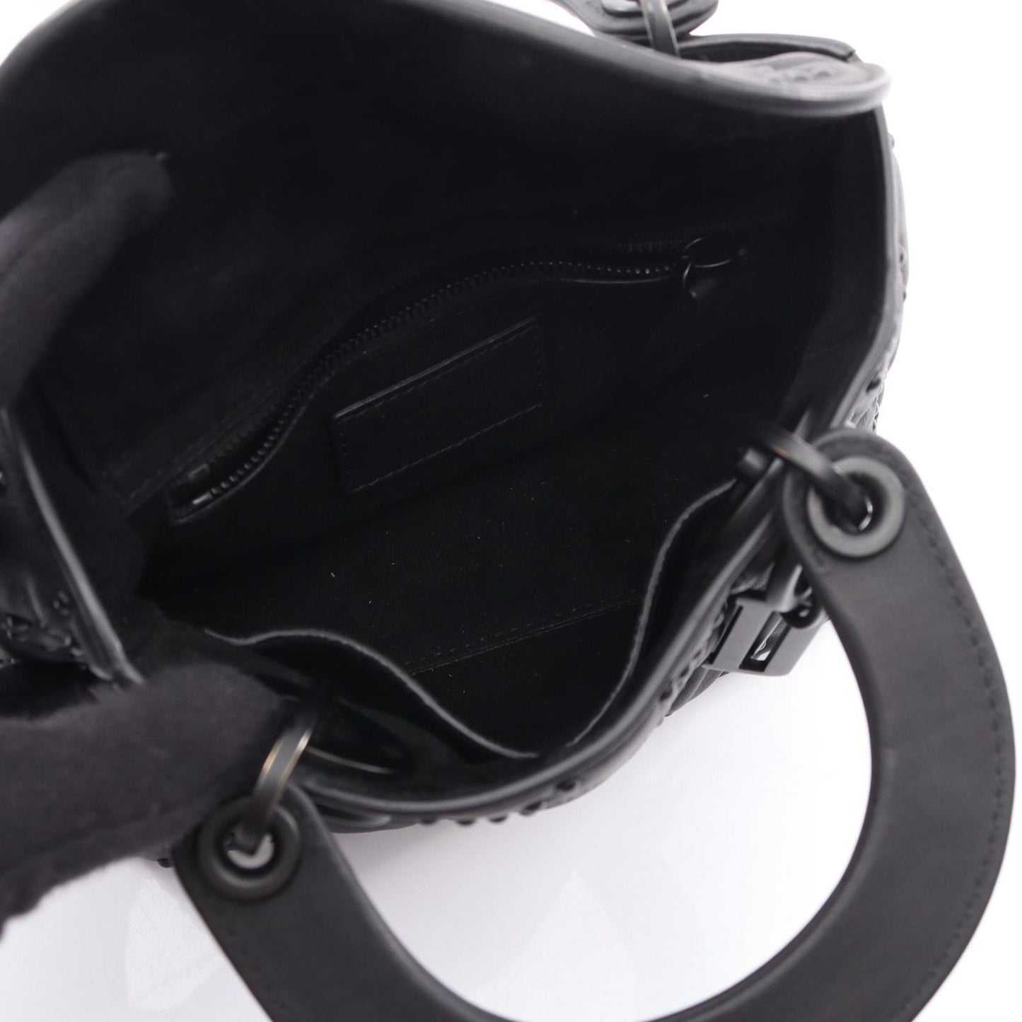 Dior Handbag Lady Dior Mini Black Leather Lady Dior Studded 2way Tote Ladies