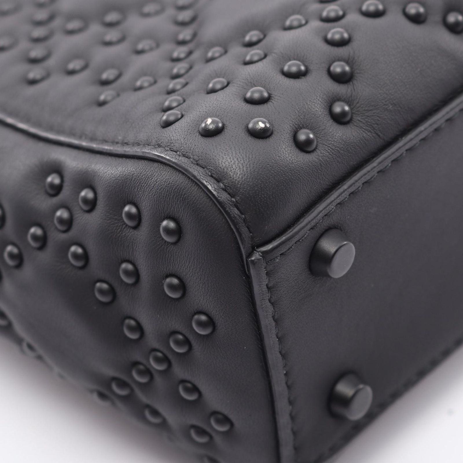 Dior Handbag Lady Dior Mini Black Leather Lady Dior Studded 2way Tote Ladies