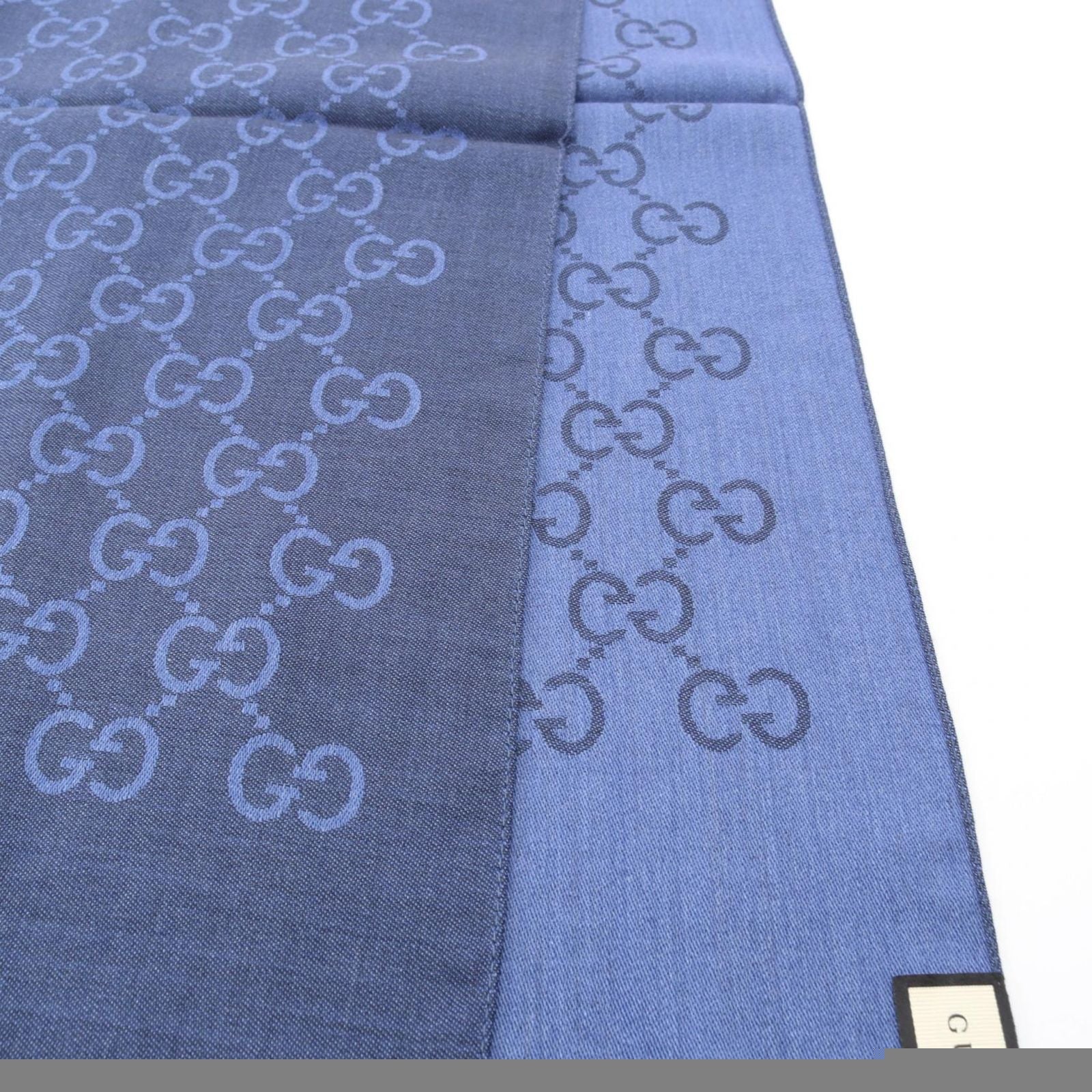 Gucci Stole Gg Pattern 1659043g6464269 Navy Wool Silk Stole Unisex New