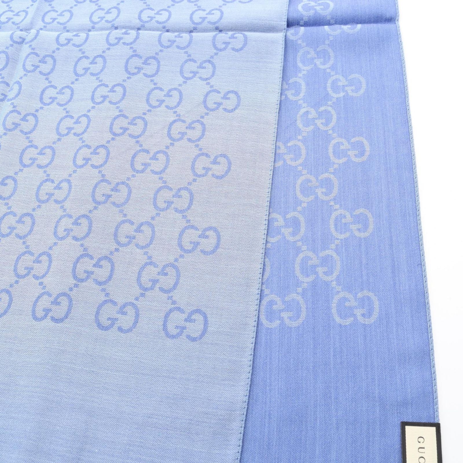 Gucci Stole Gg Pattern 1659043g6464769 Light Blue Wool Silk Stole Unisex New