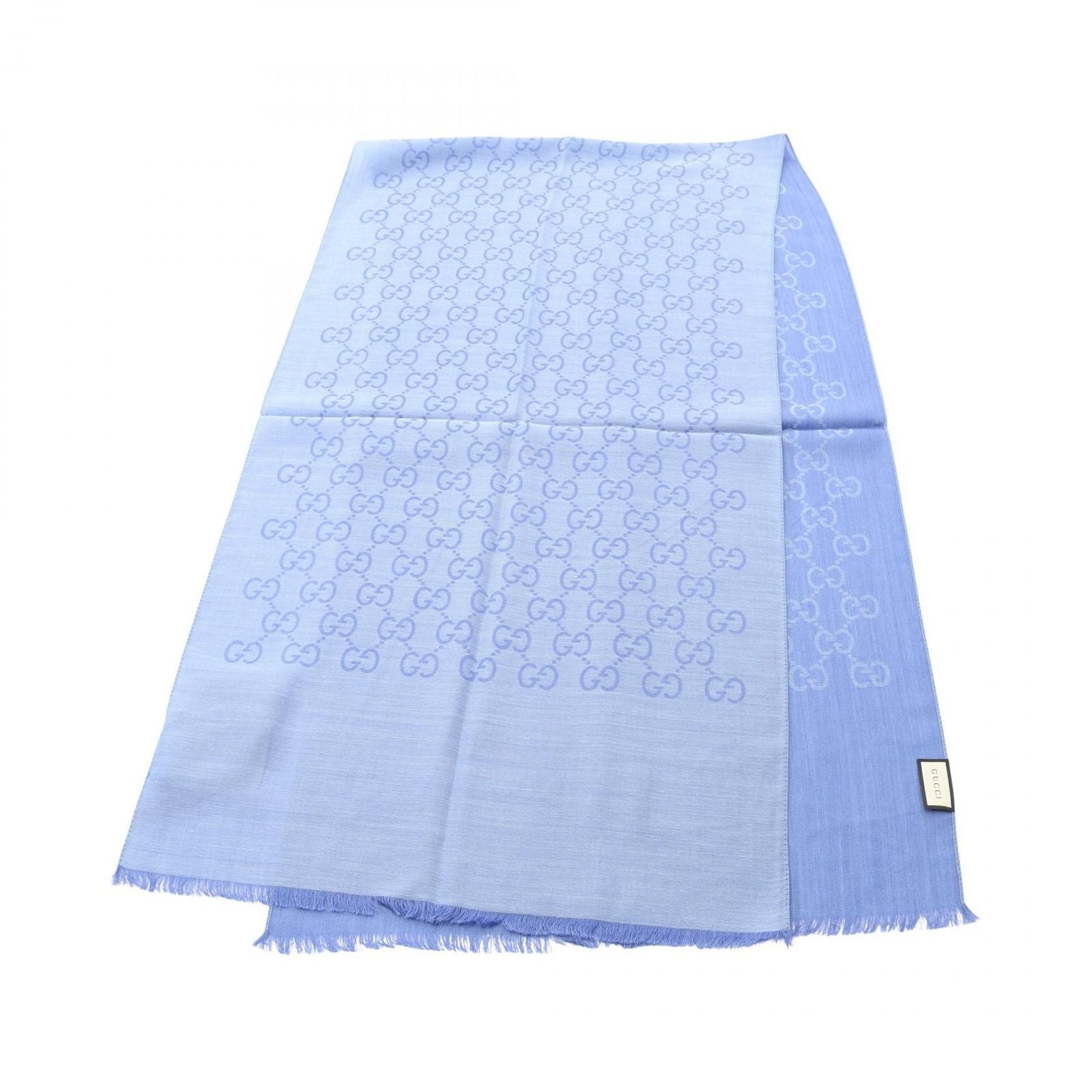 Gucci Stole Gg Pattern 1659043g6464769 Light Blue Wool Silk Stole Unisex New