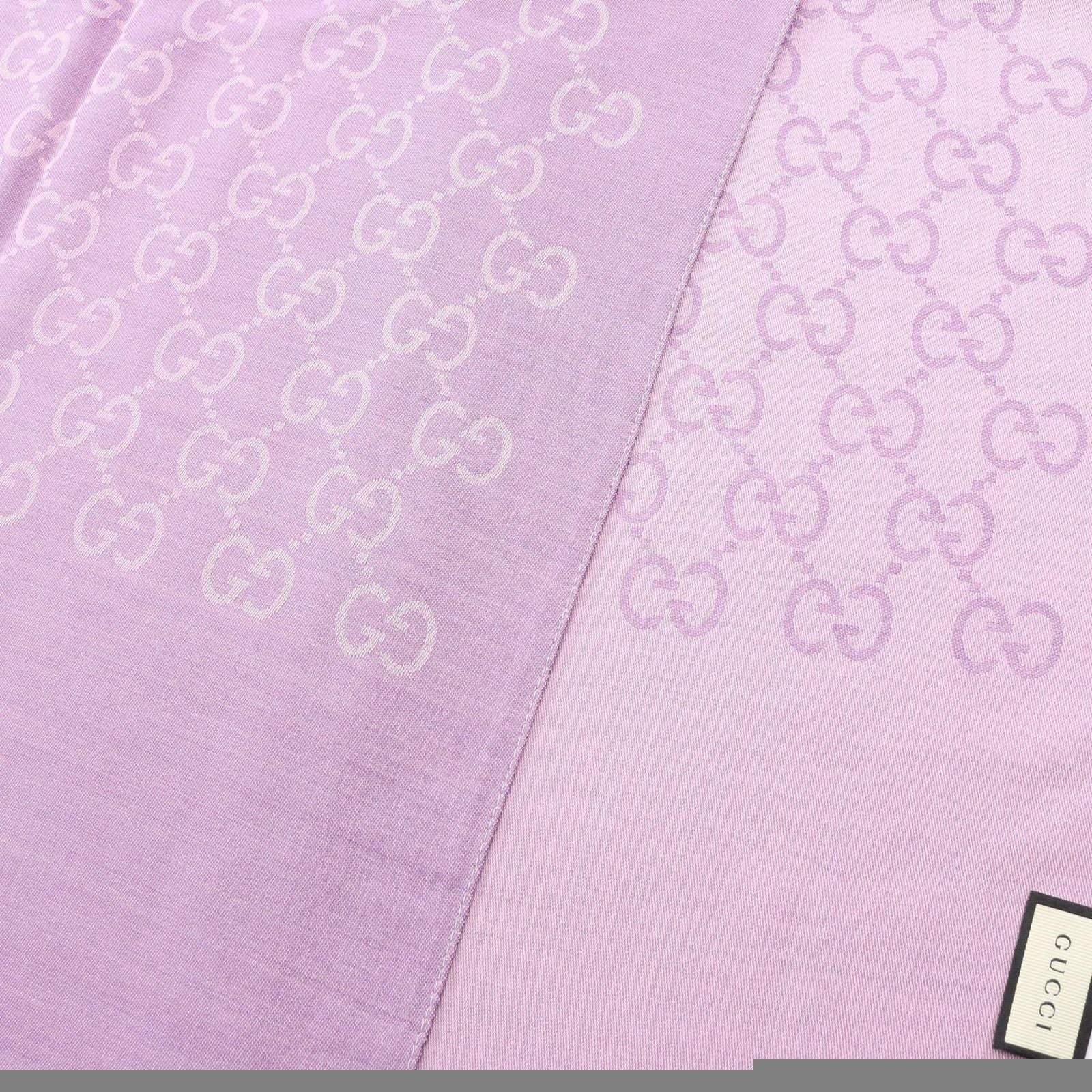 Gucci Stole Gg Pattern 1659043g6465372 Purple Wool Silk Stole Unisex New