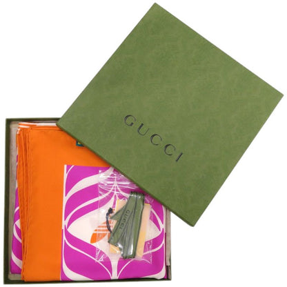 Gucci X Adidas Collaboration Silk Ivory Orange Purple Scarf 1066 Gucci