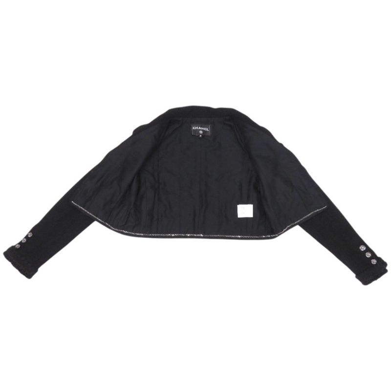 Chanel Tweed Short P71896v63586 Cotton Silk Polyamide Black Tailored Jacket