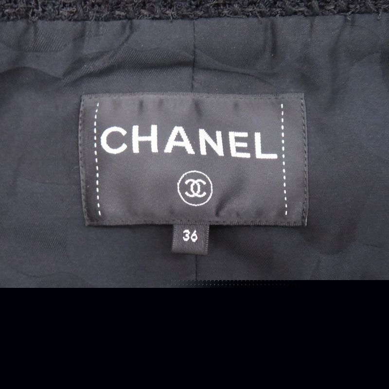 Chanel Tweed Short P71896v63586 Cotton Silk Polyamide Black Tailored Jacket