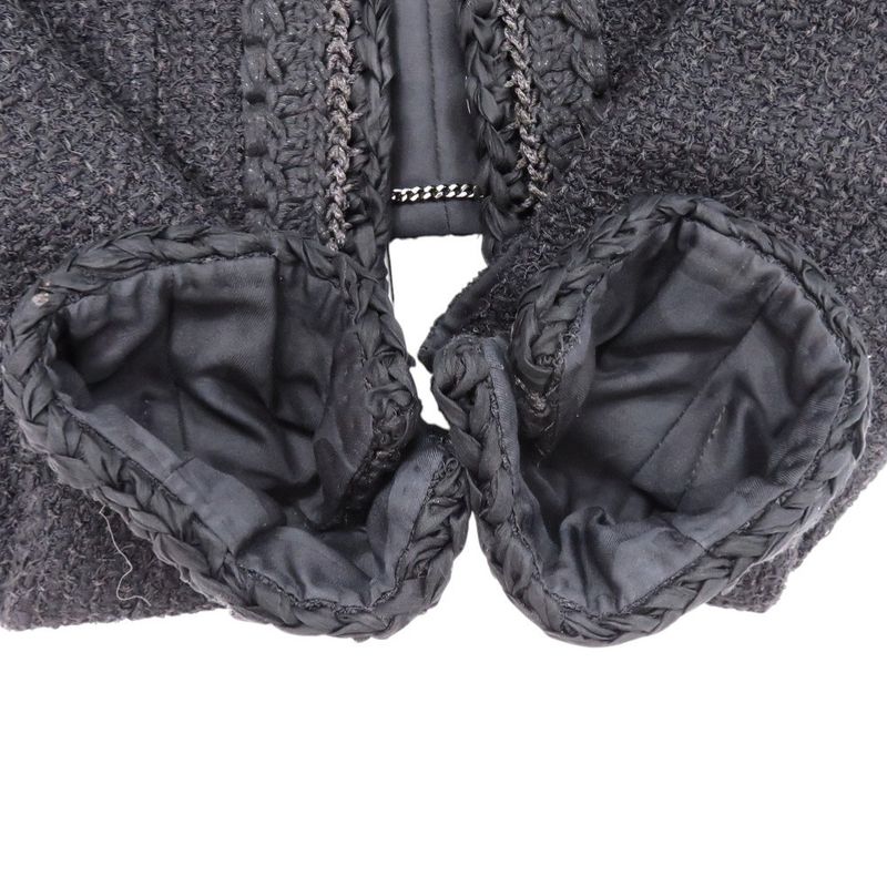 Chanel Tweed Short P71896v63586 Cotton Silk Polyamide Black Tailored Jacket